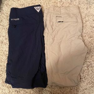 Columbia Navy and khaki hiking/performance/sun protection pants.